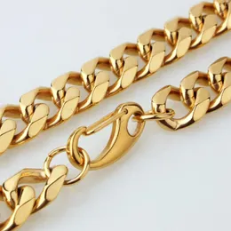 Catene di vendita 7-40 "Affascinante regalo di moda 15mm di larghezza in acciaio inossidabile color oro Curb Collana cubana Gioielli di alta qualità