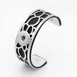 Bangle Fashion PU Leather Double-sided DIY Removal 18mm Snap Button Bracelet Women BR917