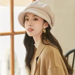 Berets wełniany tkanina koreańska wersja jesienna zimowa kapelusz praktyczny oddychalny miękki retro ciepły basen czapka solidny kolor