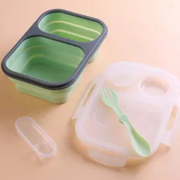 أدوات تناول الطعام في سيليكون صناديق الغداء مقصورة السعة ميكروويف قابلة للطي آمنة BPA مجانًا للمحمولة