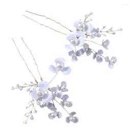 Hair Clips Woman's Retro Forks 2 Pcs Set With Durable Alloy Cystals Beaded Flower For Dating Shopping Working