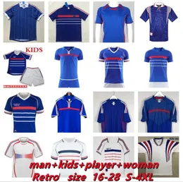 1998 Maglia vintage classica francese 1971 1982 84 86 88 90 98 00 04 06 Maglie da calcio ZIDANE MAILLOT DE FOOT MBAPPE REZEGUET DESAILLY HENRY PLATINI Kit da uomo retrò da calcio