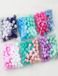 TYRYHU 100pc Silicone Beads Round 15mm Newborn Teething Teether Accessories Pacifier Clips Teething Necklace Beads Food Silicon C8842891