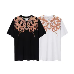 T-shirt da uomo Marcelo MB Trendy Brand T-shirt stampata con piume da uomo e da donna a maniche corte con ali di serpente dorate egiziane