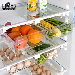 Caixa de gaveta de geladeira ovos frutas vegetais armazenamento de alimentos slide bandeja caso geladeira dividida titular pendurado prateleira organizadores de cozinha 240125