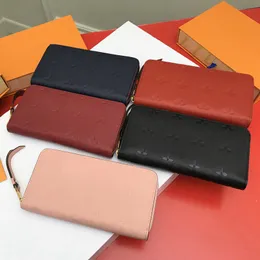 Designer zíper carteiras luxurys bolsa longa moda feminina sacos de couro real titular do cartão de alta qualidade clássico gravação moeda bolsa