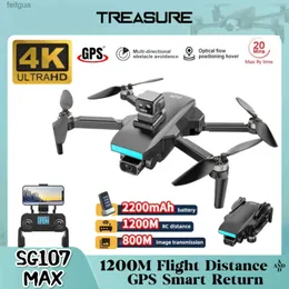 ドローンSG107 MAX DRONE 5G WIFI GPS 4K HDデュアルカメラFPV Quadcopter Professional Optical Flow RC Dron YQ240211