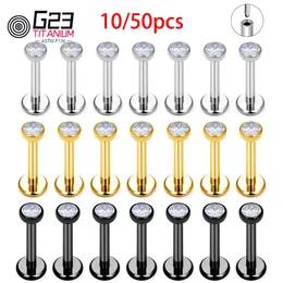 1050pcs G23 ASTM 36 Fashion Threadless Earrings Piercing Tragus Stud Crystal Labret Ear Ring Zircon Helix Charilage 240130