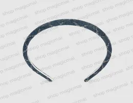 Designer mulheres demin acessórios de cabelo de alta qualidade carta hairband pequeno magro envoltório azul preto aro com caixa meninas festa dat2567580