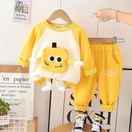 Bebê meninos roupas conjunto primavera outono ternos esportivos para crianças dos desenhos animados 3d bolso moletom calças 2pcs fatos de treino para menino outfits 240202