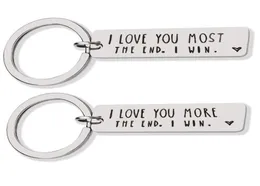 Novelty Keyring Stainless Steel I Love You Most More The End I Win Couple Personalize Key Keychain Holders6201536