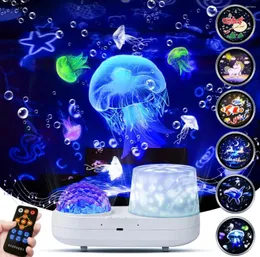 Luci notturne Proiettore a stella a LED Galassia con altoparlante musicale Lampada di proiezione oceanica per regali di decorazione del soffitto della camera da letto dei bambini