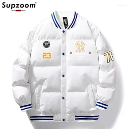 Jaquetas masculinas Supzoom 2024 Chegada Parka Grosso Casual Regular Acolchoado Roupas Masculinas Patchwork Casaco de Beisebol Curto Jaqueta de Inverno Homens