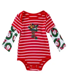 2 kolory Ins Baby Christmas Cotton Romper Red Red Stripe Santa Claus Socks Printed Done Tleeve Ubrania Xmas Toddler Ubranie 9728146