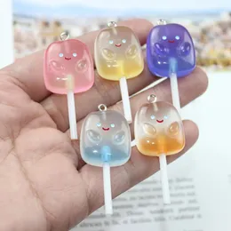 Charms 10Pcs/Lot Resin Simulation Mixed Colour Luminous Lollipop Charm Pendant For Earring Bracelet KeyChain Diy Jewelry Finddings