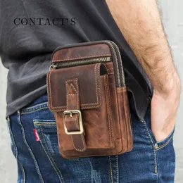 100% Crazy Horse Cow Leather Men Crossbody Bag Vintage Shoulder Bag For Man Multifunktionella telefonpåsar Kvalitet Bolsa 240118