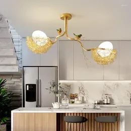 Plafoniere Cottagecore Nido d'uccello Lampadari per soggiorno Bar Tavolo da pranzo Cucina Isola Loft Decor Appeso Apparecchi di illuminazione a LED