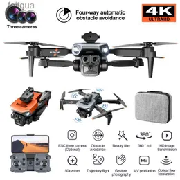 Dronlar Yeni K6max Mini Drone 4K Profesinal Üç Kamera Geniş Açılı Optik Akış Lokalizasyonu Dört yönlü Engeli Kaçınma RC Quadcopter YQ240211