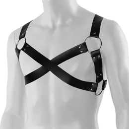 Men's Body Chest Harness Belt Strap with Collar, Adjustable PU Leather Gothic Punk Chest Harness Bondage Belt with Choker, BDSM SM Cosplay Costume Bar Nightclub
