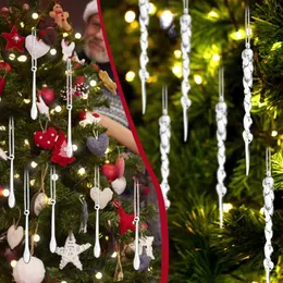 ديكورات عيد الميلاد 24pcs أكريليك ثلج محاكاة الجليد المعلقات الشجرة عيد الميلاد معلقة زخرفة للمنزل هدية 2024