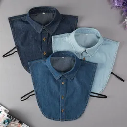 Mens Blue Denim Fake Collar for Women Shirt Detachable Collars Solid Lapel Blouse Top Men False Collar Clothes Shirt Neckwear 240202