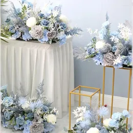 Декоративные цветы синей серии, индивидуальный свадебный фон, композиция для ресторана и зала, банкетный проход, цветок на полу