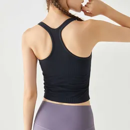 Lulumelon Womens Tank Top Yoga Vest Solid Workout Backless Shirts Sports Fitness Women Active Wear SevelessセクシーなシャツジムT 5566