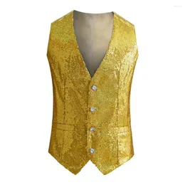 Gilet da uomo Gilet formale da uomo Gilet stile classico con paillettes Vestibilità slim con fibbia posteriore regolabile per spettacoli teatrali Emcee Performance