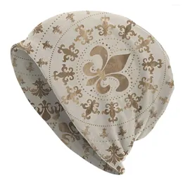 Berretti Oro Pastello Fleur-De-Lis Ornamento Autunno Femminile Berretti Sottili Ciclismo Skullies Unisex Cappelli a Cofano