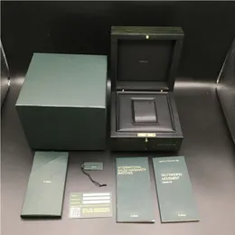 Impressão de modelo de cartão personalizado, número de série, papéis corretos, caixa de relógio amadeirada verde original para caixas ap, livretos, relógios249t