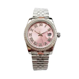 Kadınlar Erkekler İçin 36mm Pembe Elmas Saatler İzleyin Kendi Kışlık Mekanik Bilek Clowatch Orijinal Paslanmaz Çelik Kayış Moda Bayanlar Montres de Luxe izle