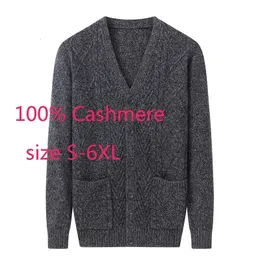 Arrival Fashion Autumn Winter Jacquard Thickened V-neck Computer Knitted High Quality Cashmere Sweater Coat Plus Size S-6XL240127