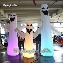 Personalized Halloween Party Decorative Inflatable Bouncers Lighting Ghost Model Balloon 6mH (20ft) Funny White Specter Replica With RGB Light For Garden Yard