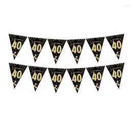 Party Decoration Black Gold Flag Hanging Decor Wedding Birthday Pull Backdrops Adult Anniversire Flags