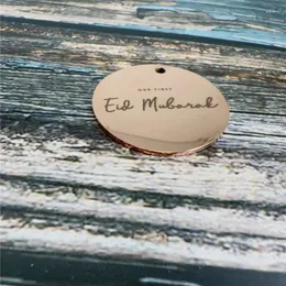 Hundemarke „Our First EID Mubarak“, individuelle ID, Mikrochip, Haustierstahl, Welpe, personalisierbar, mit Gravur als Geschenk