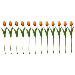 Decorative Flowers 12 Pcs PU Artificial Tulips Real Touch Wedding Flower Simulation Latex Tulip For Proposal Party