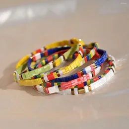 Charm Bilezikler 7 Parçalı Boncuk Bilezik Kadınlar Moda Soluk Cam İstiflenebilir Renkli Pulseras Femme Takı Aksesuarları