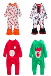 Baby Christmas Jumpsuits Toddler Boys Cartoon Turkey Snowman Romper Kids Lersure Clothes Infant Girls Ruffle Letter Onesies Outfit5467015