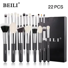 Beili Professional 2225pcs Makyaj Fırçaları Set Doğal Keçi Saç Tozu Temel Göz Farı Makyaj Aracı Pinceau De Maquillage 240118