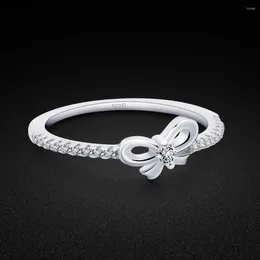 Anelli a grappolo Moda Dolce Fresco Anello semplice per le donne Argento sterling 925 Fiocco Fascino Tendenza Gioielli da sposa 6-8 # Taglia Accessori Regalo