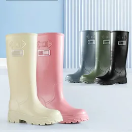 Botas de água alta mulher chuva sapatos de borracha à prova dwaterproof água galochas jardim trabalho segurança botas de chuva botas lluvia femenina 240125