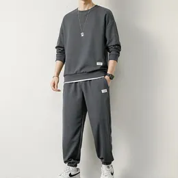 Löst kostymer för män Autumn Long Sleeve Sportswear Sweatshirt Sweatpants Tracksuit Subtimase 4XL 5XL Clothing 2 Piece Set 240201