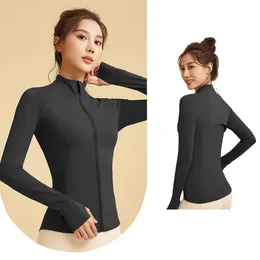 Luu New Yoga Jacket Clothing Outfits Women Brushed Full Zip Hoodieスポーツウェアフード付きトレーニングトラックポケット付きランニングコート屋外フリースサムホール