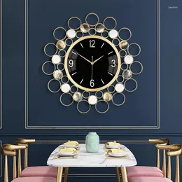 Wall Clocks Living Room Copper Clock Shell Inlaid Modern Minimalist Creative Light Luxury Decoration Mute Quartz