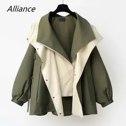 Frühling und Herbst Damen Mittellanger Trenchcoat Mit Kapuze Reißverschluss Lose Jacke Koreanische Version Mode Little Chap Windschutz Damen 240123