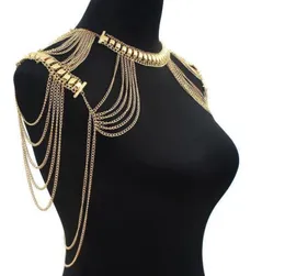 New Lady Tassels Link Harness Chain Necklace Jewelry Sexy Body Shoulder Necklace Exaggerated Women Fashion Body Jewelry9864886