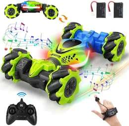 4WD RC CAR Radio Gest Induction Music Light Stunt Remote Control Twist Offroad Boys Toys For Children Gifts 240118
