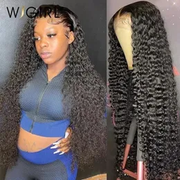 Wigirl 250 ٪ Deep Wave Frontal Wig 136 HD Lace Front Human Hair Brazilian Water Curly Water 55 Glueless Wigs for Women 240127