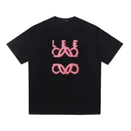 Fashion casual Loes classic Summer designer embroidered fluorescent pink letter round neck short-sleeved men's and women's T-shirts loose