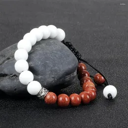 Strand Charm White Porcelain Series Braided Beaded Bracelet Men Hematite Tiger Eye Natural Stone Handmade Leather Rope Bangle Chain